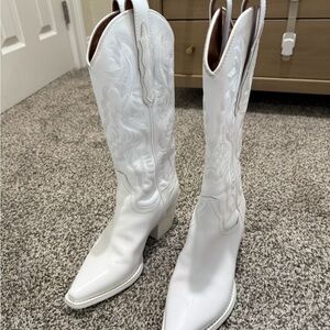 Jeffrey Campbell White Heeled Cowboy Boots